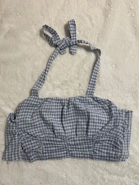 Altar'd State Light Blue Gingham Crop Top